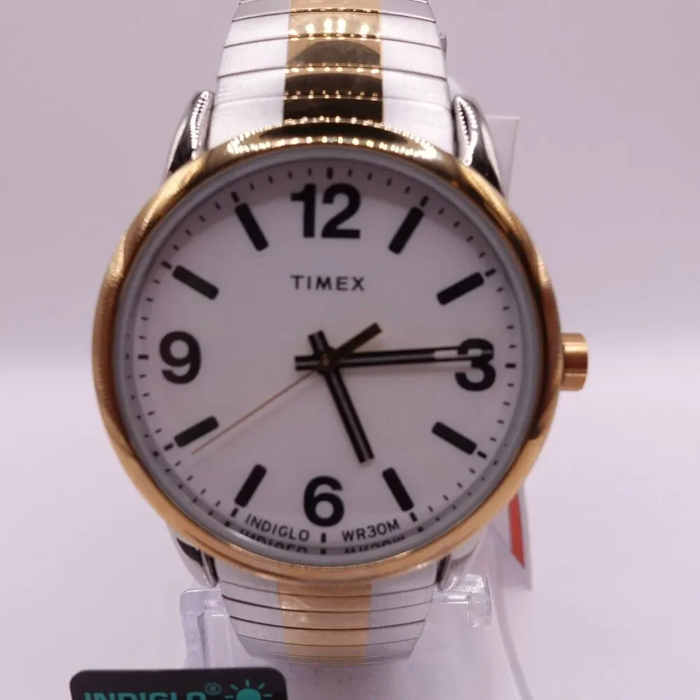 Men's Timex Easy Reader Bold Indiglo Two Tone Perfect Fit 38mm Quartz Watch New